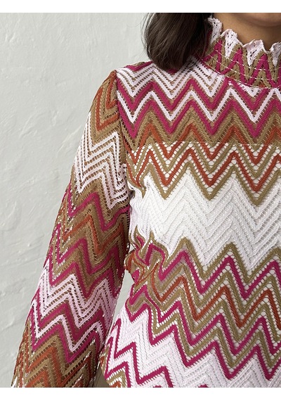 Verymoda Zik Zag Desen Bluz F1558 FUŞYA