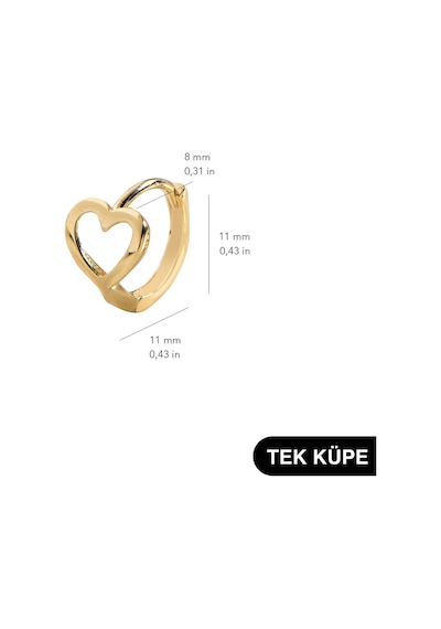Goldkupe 14 Ayar Minik Tek Kalp Halka Altın Küpe 0,56 Gr-6329