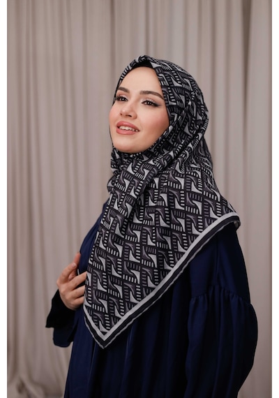 Mimiyum D S Model Soft Eşarp Siyah Gri Çok Renkli
