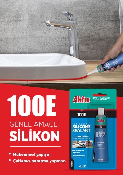 Akfix 100E Genel Amaçlı Tüp Silikon 50Ml Beyaz Beyaz