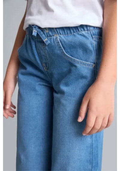 Defacto Beli Lastikli Wide Leg Kız Çocuk Jean Pantolon H6242a826aunm39 Mavi-nm39