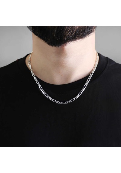 925 Ayar Gümüş 50 Cm 120 Mikron Figaro Gümüş Erkek Zincir Kolye (488761884)