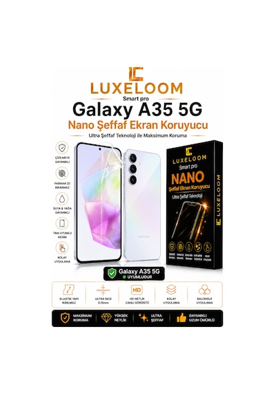 Luxeloom Samsung Uyumlu Galaxy A35 5g Smart Pro Nano Şeffaf Ekran Koruyucu