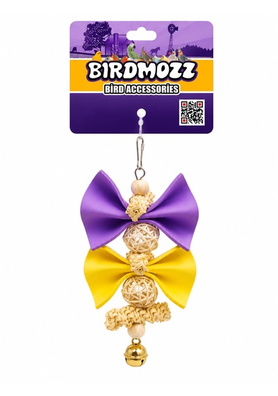 Birdmozz Premium Hasır Çubuklu Fiyonklu Kuş Oyuncağı