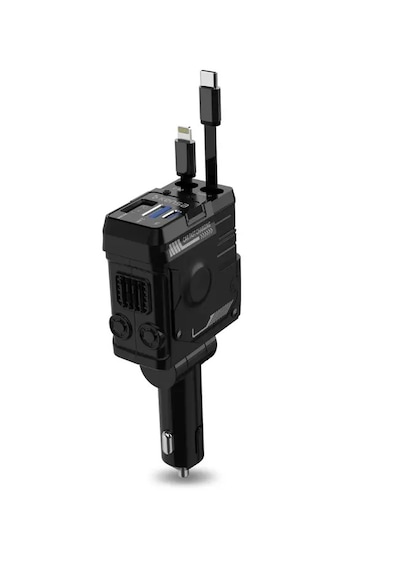 66w Araç Hızlı Şarj Cihazı Usb-c & İos Uyumlu Geri Çekilebilir Kablo Dijital Ekran 66w Black