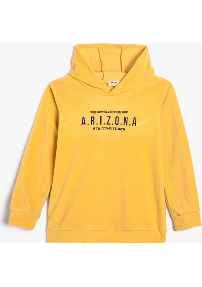 Koton Kapşonlu Sweatshirt California Baskılı Şardonlu Hardal 4wkb10041tk 4WKB10041TK192 Hardal