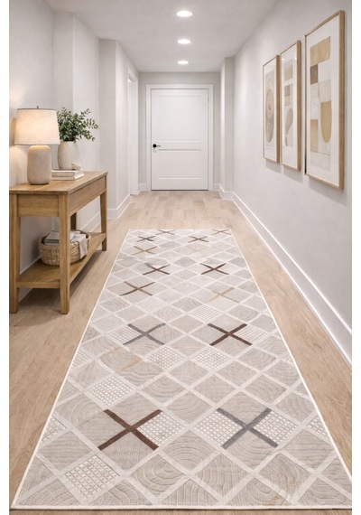 Salon Halısı 6006 Bej Kaymaz Taban Yıkanabilir Leke Tutmaz Özel Ölçü Yapılabilir Bej - 843865189 Bej