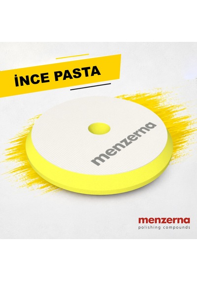 Menzerna İnce Pasta Süngeri 155/180mm - Sarı Rotary Ve Orbital Uyumlu Orta Çizik Giderici Ped