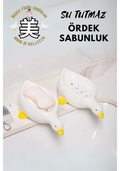 Buççin Online Mağaza Sabunluk - Banyo Mutfak İçin Su Tutmaz - Dekoratif Ördek Sabunluk 1 Adet Plastik Beyaz Çok Renkli