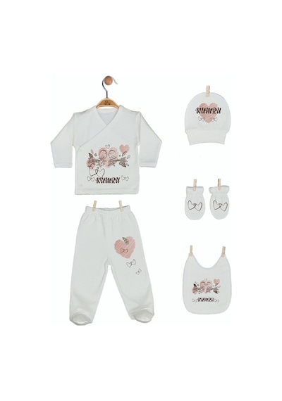 Pia Baby Gl 1927-05 İsme Özel Beşli Zıbın Set Krem
