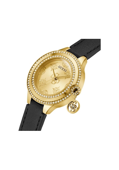 Guess Gugw0684l3 Siyah Deri Kordon Taşlı Kadın Kol Saati