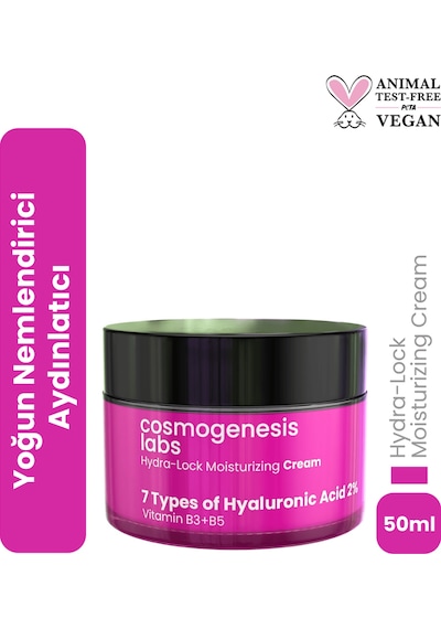 Cosmogenesis Labs Yoğun Nemlendirici Yüz Kremi 50ml – Su Bazlı Aydınlatıcı Ton Eşitleyici Vegan (%2 Hyaluronik Asit)