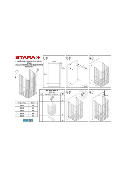 Starax Kapağa Monte Çamaşır Sepeti Antrasit Modül 40cm S-8013-a Çok Renkli