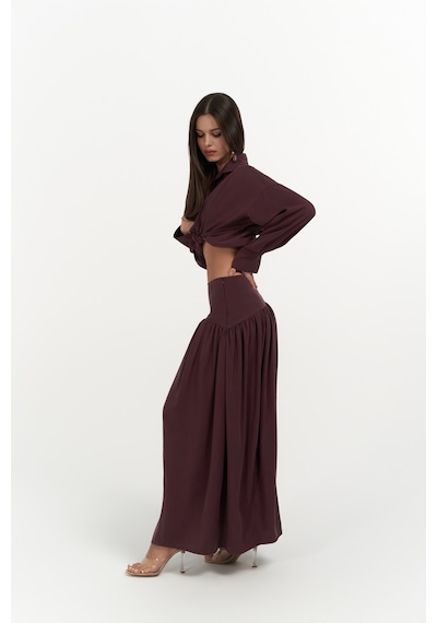 Mai Collection Mai Studios Co. Ginevra Bordo Gömlek Etek Takım Bordo