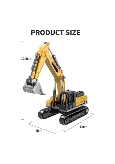 Diecast Oyuncak Metal İnşaat Araçları Metal Uçlu Kepçe Dozer Sürtmeli Ekskavatör Sarı