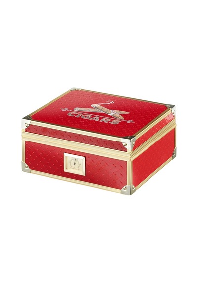 Humidor Angelo Metal Kaplama Sedir Puro Kutusu Kırmızı Gold 40's