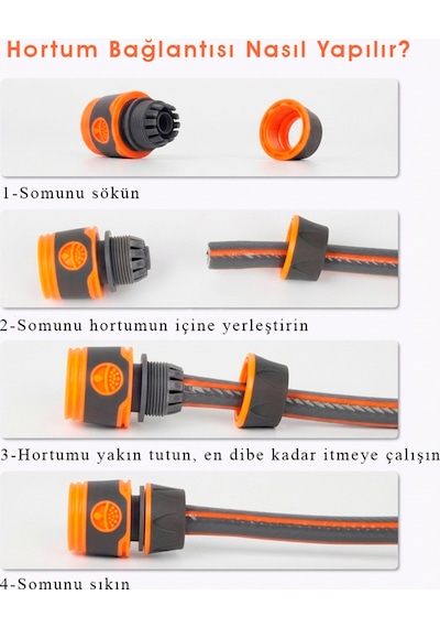 Car-fil 1/2 Bahçe Hortumu Hızlı Bağlantı Adaptörü Sızdırmaz, Dayanıklı, Kolay Montaj 1/2"