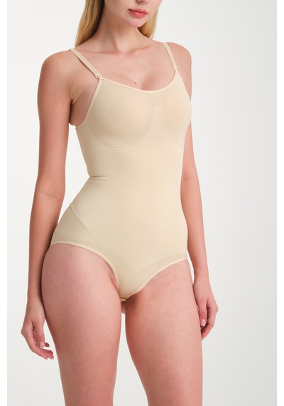 Seamless Zıbın Korse Çıtçıtlı Body 2 Beden Push Up Etkili Karın Bel Göbek Kadın Body Korse 9051 Bej