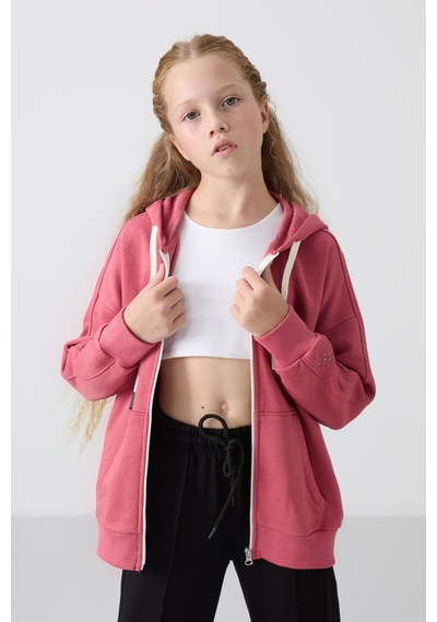 Fermuarlı Pamuklu 2li Paket Siyah-yaban Gülü Kız Çocuk Sweatshirt - 75149 Siyah - Pembe