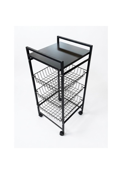 Sebzelik Metal Sebze Meyve Rafı Tekerlekli Stand 2101 Siyah