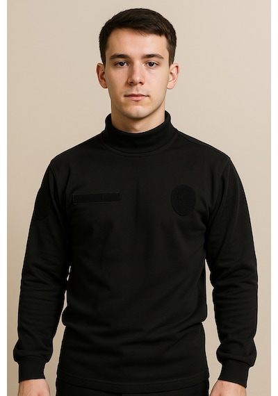 İş, Güvenlik, Personel Yarım Boğazlı Siyah Kazak Sweatshirt Siyah