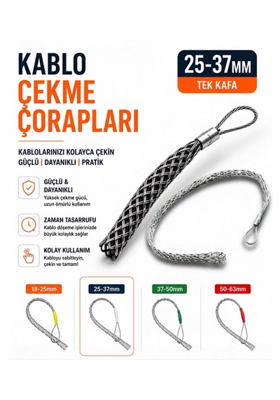 Kablo Çekme Çorapları 4,30 Ton X 25-37 Mm Tek Kafa