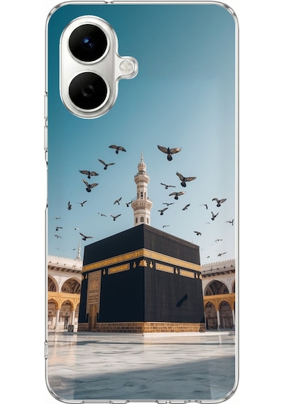 Tecno Spark Go 2 Uyumlu Kabe Umre Ve Kuşlar Baskılı Silikon Kılıf Renkli