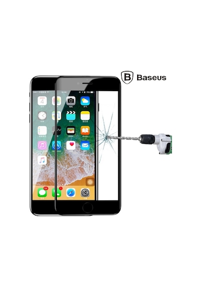 Baseus Apple Uyumlu iPhone 8 Plus 4D Kavisli Full Kaplama Kırılmaz Cam Ekran