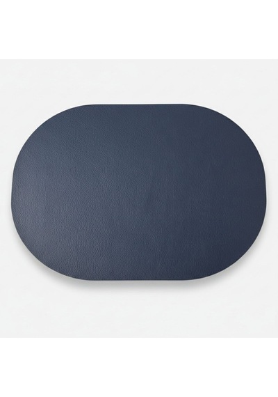 6 Kişilik 12 Parça Lacivert Tam Oval Deri Amerikan Servis Supla 33x44 Cm-kolay Silinir Supla
