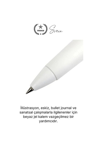 Özel Beyaz Renk Jel Mürekkepli Tükenmez Kalem Çizim Not İş Yazı Kalemi Arkadaşa Öğretmen Hediye 1 Mm Çok Renkli