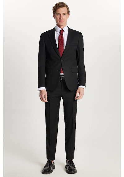 Tudors Erkek Regular Fit Siyah Esnek Likralı Kumaş Mono Yaka Kapaklı Cepli Takım Elbise-34057 Siyah Tudors Erkek Regular Fit Siyah Esnek Likralı Kumaş Mono Yaka Kapaklı Cepli Takım Elbise-34057 Siyah