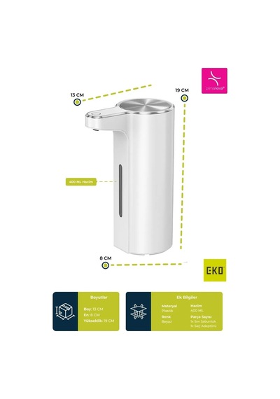 Primanova Eko Aroma Pro Akıllı Sıvı Sabunluk Sensörlü -beyaz