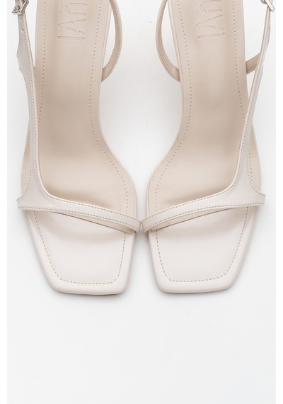 Luvishoes Luvi Shoes Melby Ekru Cilt Kadın Topuklu Ayakkabı Ekru