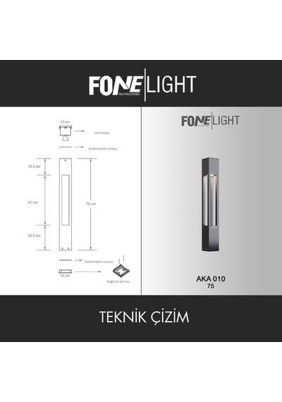 Aka010 Alüminyum Led Bollard Bahçe Aydınlatması Ip65 Dış Mekan Peyzaj Yürüyüş Yolu Villa Bahçe Direk Lambası Antrasit 7w / 9w 100x100x750 Mm 3000k