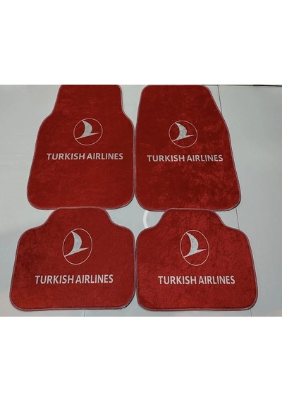 Turkısh Airlines Kaymaz Taban Dekor Oto Halı Paspas Üniversal Yıkanabilir Her Araca Uyumlu Kancalı