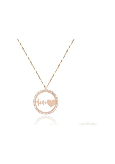 Diamond Line - Gülaylar - Pembe Altın 14 Ayar Kalp Kolye Standart