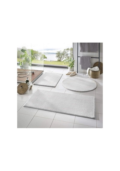 Yıkanabilir Kaymaz Taban Post Peluş Banyo Paspası Üçlü Takım Beyaz 60 X 40 Çok Renkli