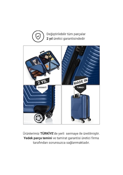 G&d Polo Suitcase Abs Kabin Ve Büyük Boy Çivit Mavi 2'li Valiz Seti 600.05-set-bk Mavi