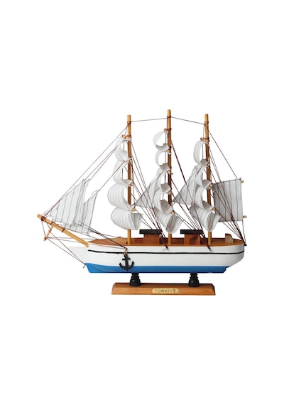 Dekoratif Ahşap El Yapımı Yelkenli Gemi Maketi Masaüstü Biblo Ev Ofis Hediyesi 40 Cm. Model F