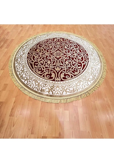Osmanlı Çiçek Desenli 200 X 200 Makine Yuvarlak Yün Halı Kırmızı