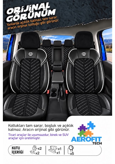 Bmw E34 Shine Siyah Beyaz Tay Tüyü Oto Koltuk Kılıfı Tam Set-kolay Montaj-terletmez-ortopedik