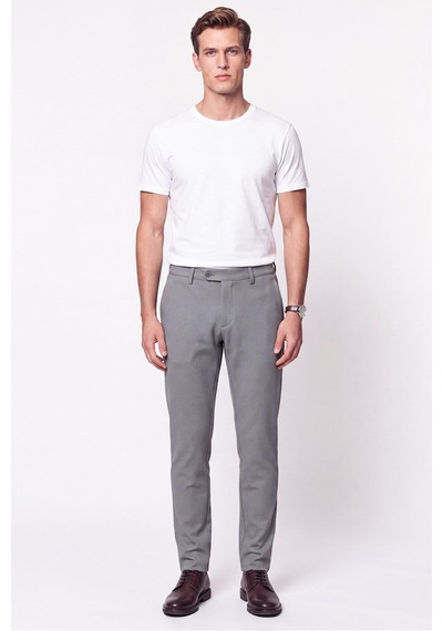 Comfort Fit Gofre Kumaş Esnek Pamuk Gri Jogger Pantolon P 1224