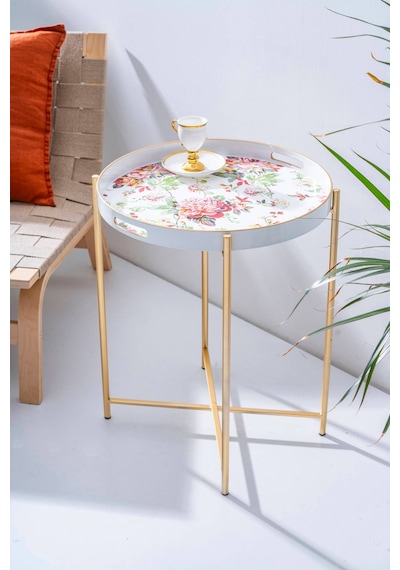 Raya Çıkarılabilir Tepsili Sehpa - 49 Cm Renkli