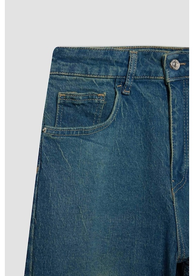 Defacto Comfort Mom Yüksek Bel Uzun Jean Yıkamalı Pantolon D4302AX24AUNM28 Mavi