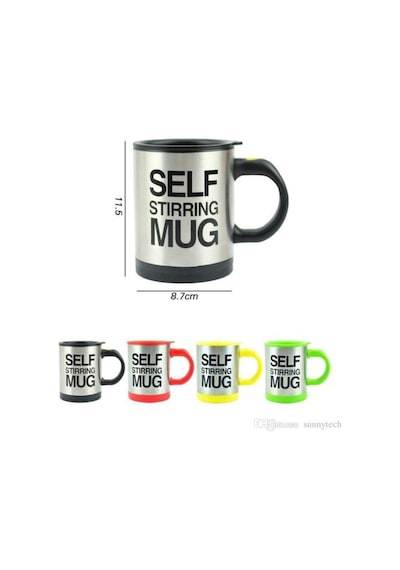 Pazarız Self Mug Mikser Pilli Kupa Kendi Kendini Karıştıran Kahve Termosu Gri