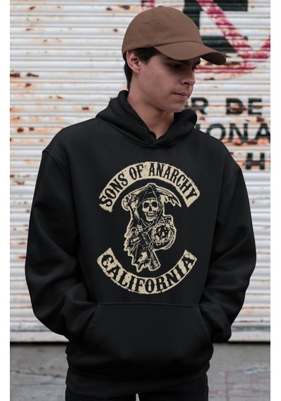 Sevbano Sons Of Anarchy California Rock Metal Baskılı Unisex Oversize Müz Siyah