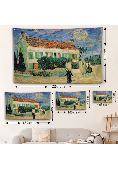 Vincent Van Gogh - Geceleyin Beyaz Ev Duvar Örtüsü - White House At Night-7173