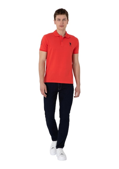 U.S. Polo Assn. Erkek Slim Fit Polo Yaka Basic Tişört Kırmızı