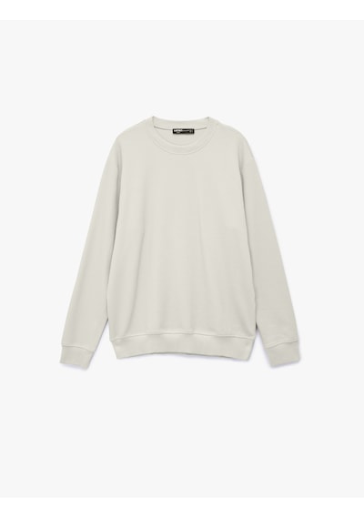 Koton Regular Fit Uzun Kollu Bisiklet Yaka Basic Sweatshirt Bej 7wam70017mk Ekru