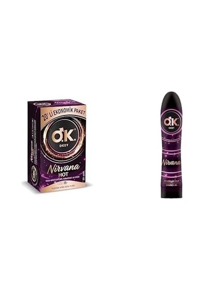 Okey Nirvana Hot Afrodizyak Ve Isıtıcı Etkili &amp Ultra Kabartmalı Ekonomik Paket Prezervatif 1 X 20 Adet + Okey